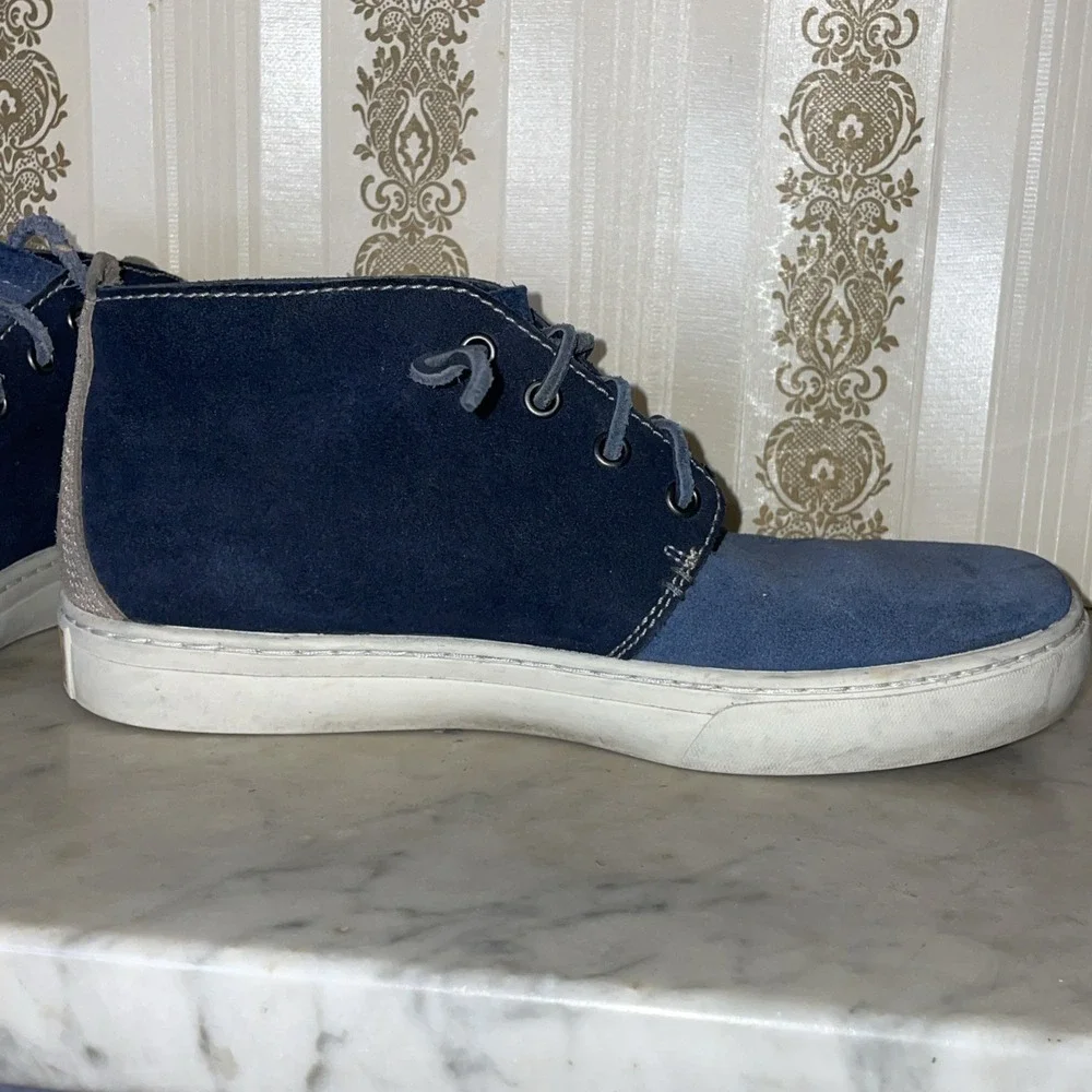 Timberland anti-fatigue Mens 7 soft blue suede ankle boots lace-up